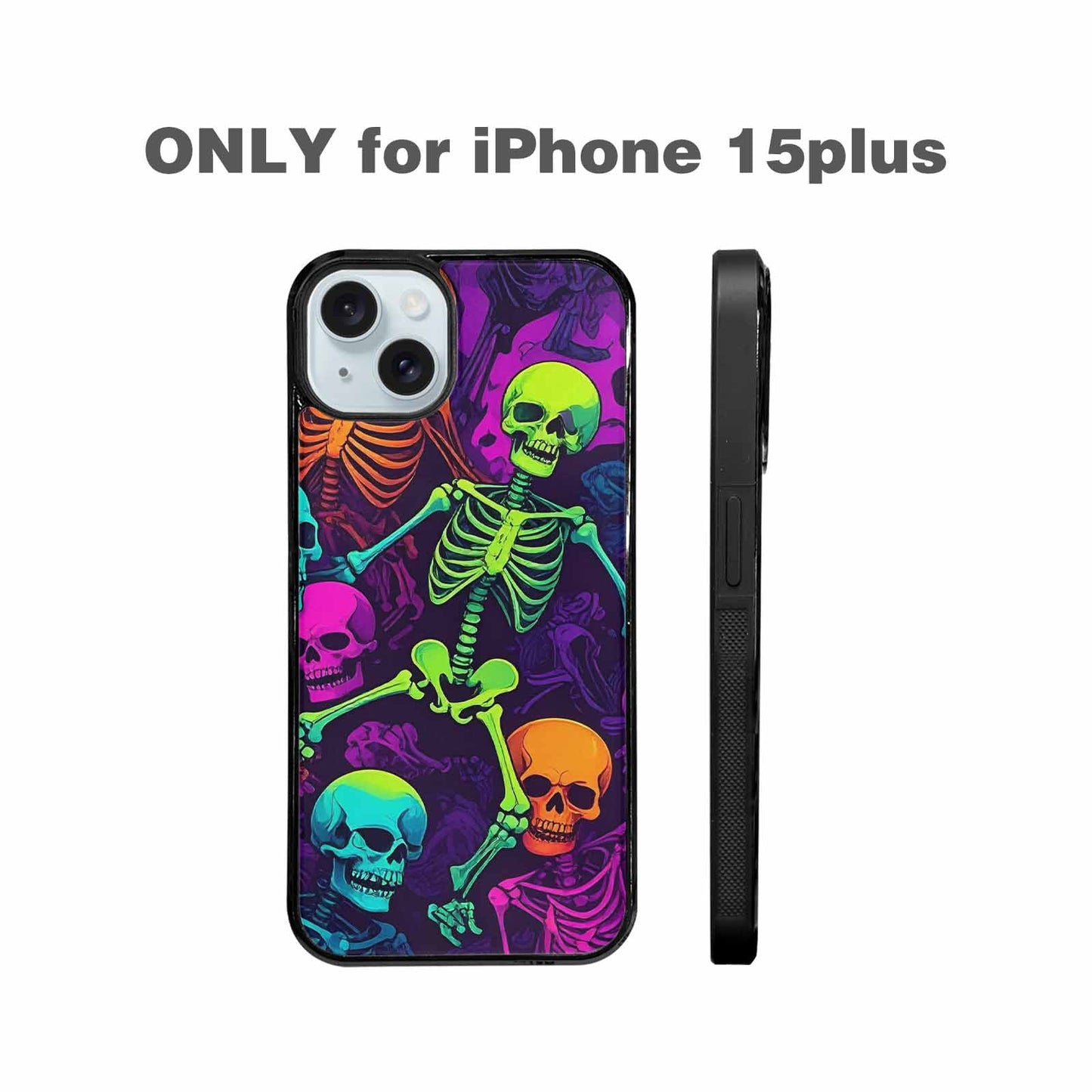 iPhone 15 Plus Case — Glowing Skeleton Pattern Hundreds Of Small, Custom Printed Phone Case