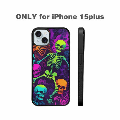 iPhone 15 Plus Case — Glowing Skeleton Pattern Hundreds Of Small, Custom Designed Case Cover
