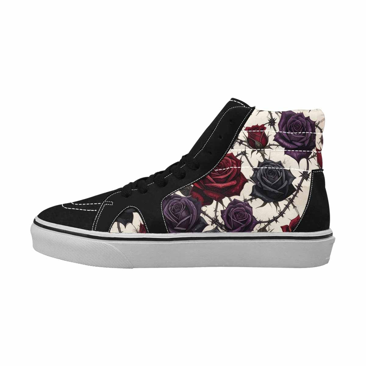 MEN'S Black Gothic Rose High Top Canvas Aesthetic Custom Sneakers