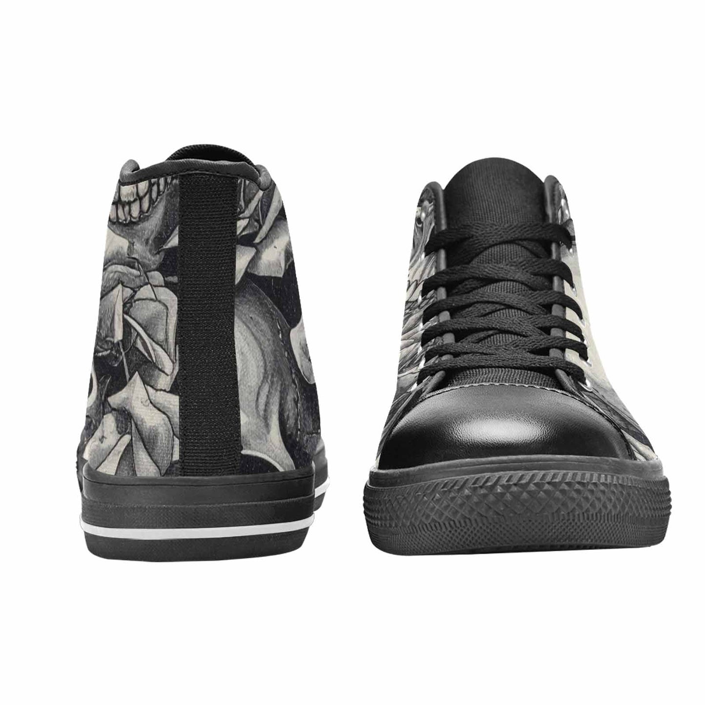 MEN'S Skulls Roses Pen Ink High Top Canvas Neon Fantasy Sneakers