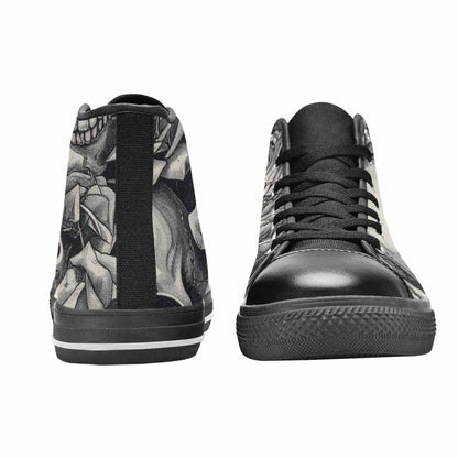 MEN'S Skulls Roses Pen Ink High Top Canvas Neon Fantasy Sneakers