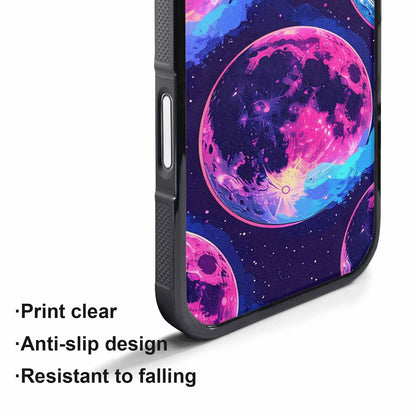 iPhone 17 Pro Max Case — Neon Winter Moon Cartoon Cute, Custom Print Case Cover