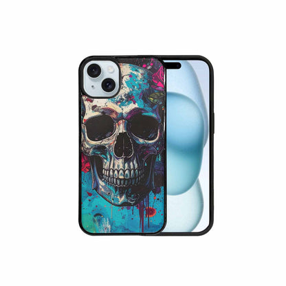 iPhone 15 Plus Case — Skulls Roses Acid Wash Custom, Original Design Phone Case