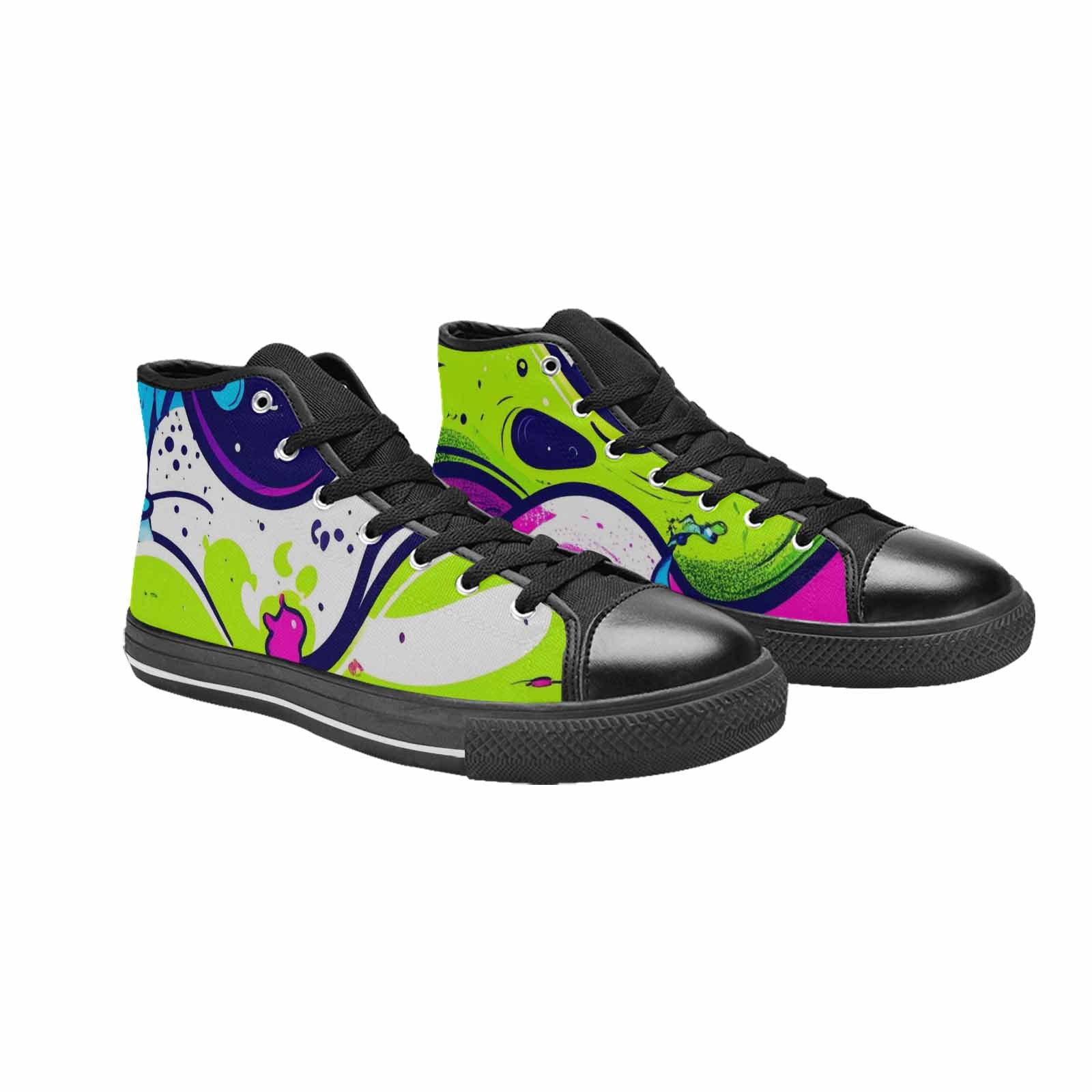 WOMEN'S Acid Wash Cartoon High Top Canvas Neon Fantasy Custom Shoes