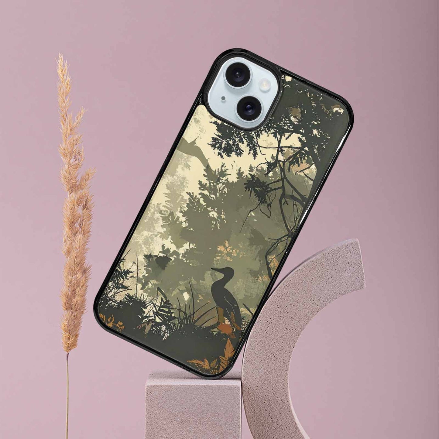iPhone 15 Plus Case — Hunting Camouflage Pattern With Deer And, Custom Print Case Cover
