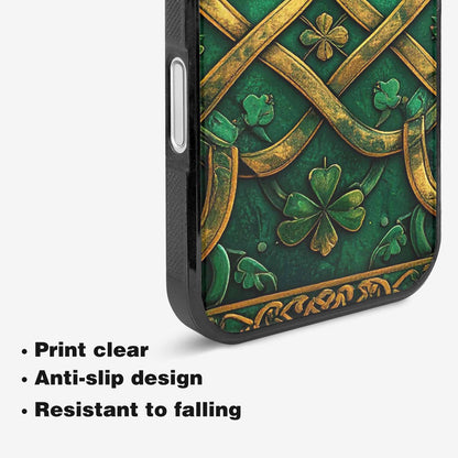 iPhone 16 Case — Irish Celtic Knot Pattern Shamrocks Seamless, Custom Phone Case