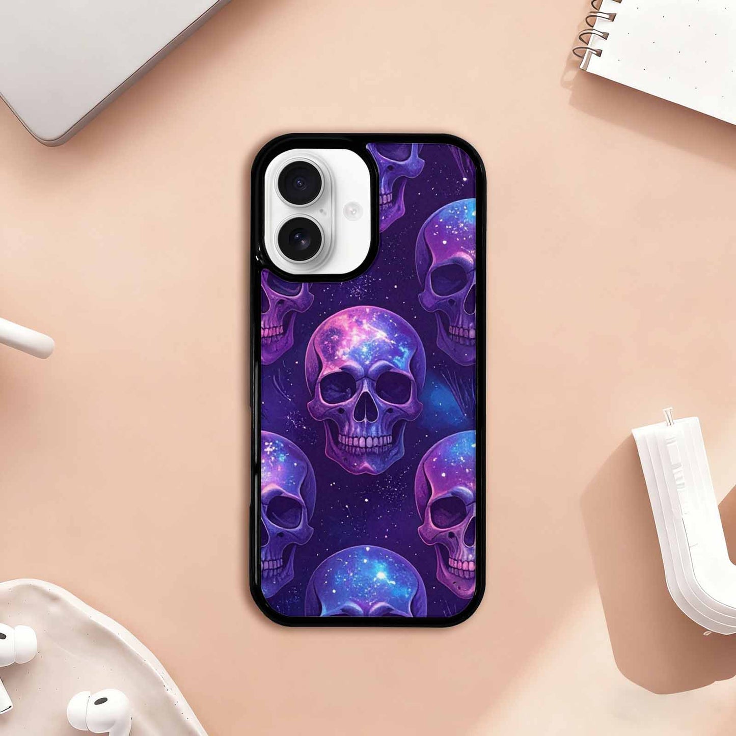 iPhone 17 Case — Galaxy Skulls Art Seamless Gothic Skulls, Original Design Phone Case