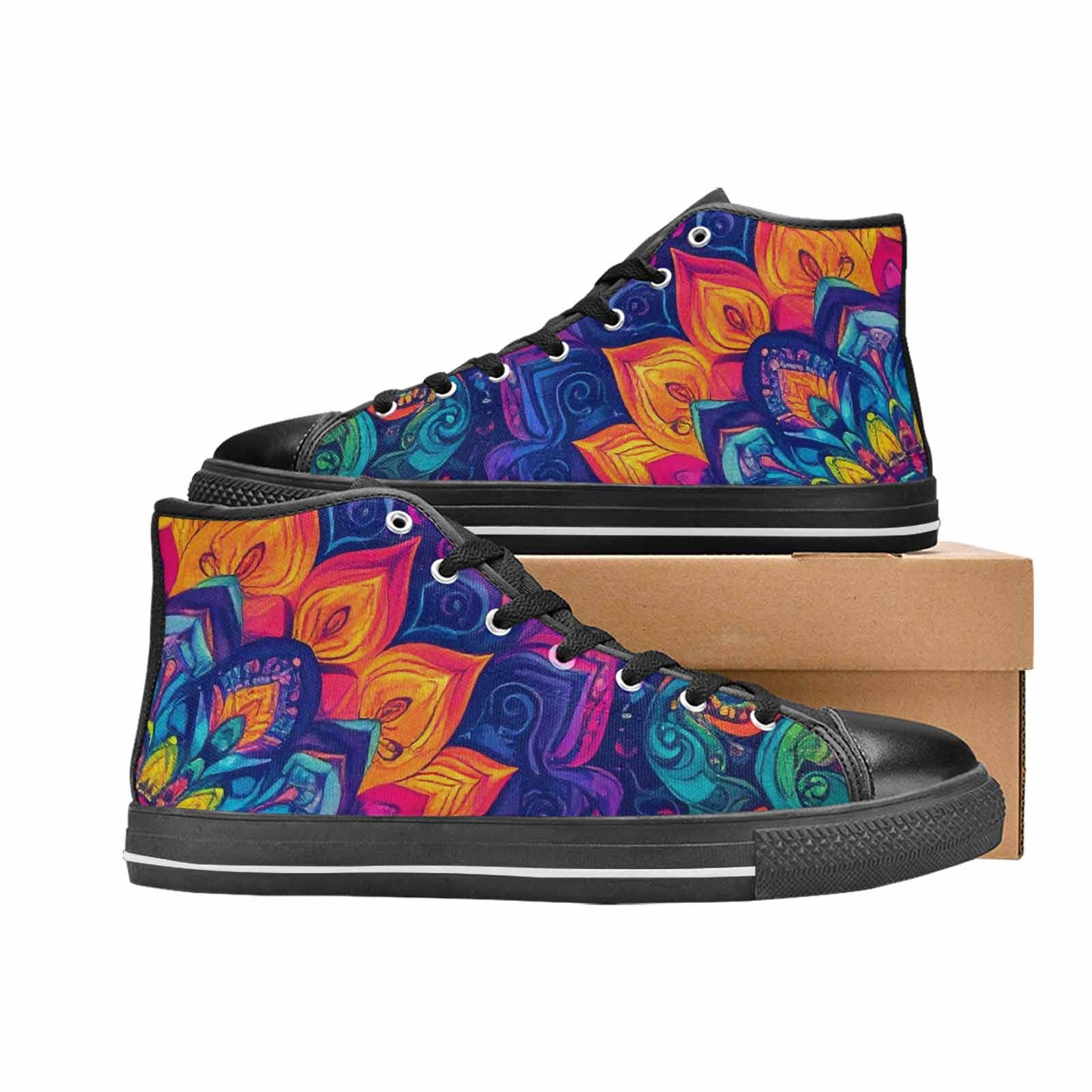 MEN'S Tie Dye Mandala High Top Canvas Cottagecore Shoes