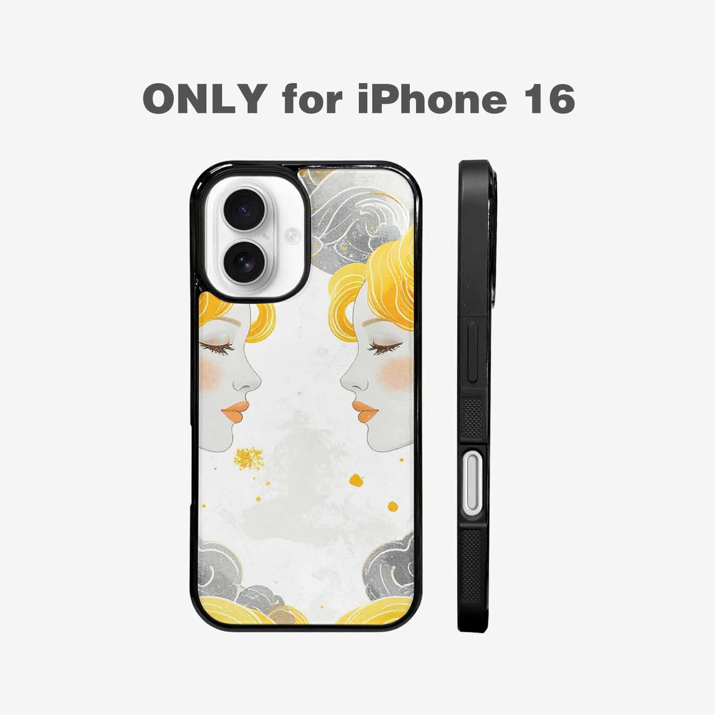 iPhone 16 Case — Gemini Twins Zodiac Pattern Seamless Repeat, Personalized Phone Case