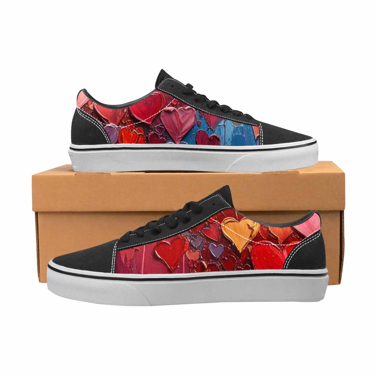 WOMEN'S Heart Burst Lace-Up Canvas Wallpaper Art Sneakers