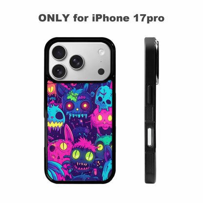 iPhone 17 Pro Case — Mixed Toxic Glow Creature Pattern Cartoon, Custom Print Case Cover