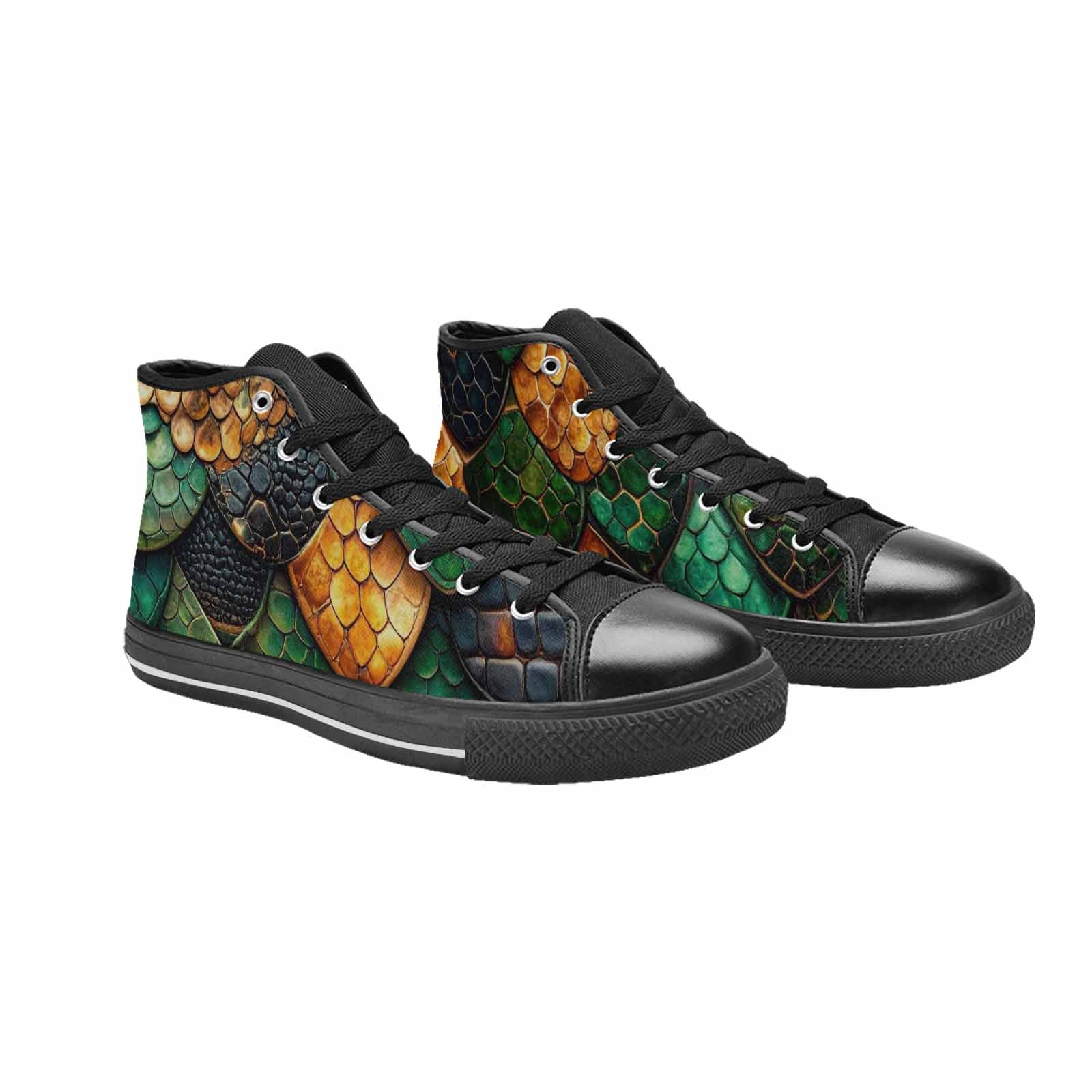 MEN'S Snake Skin Reptile High Top Canvas Vivid Custom Sneakers