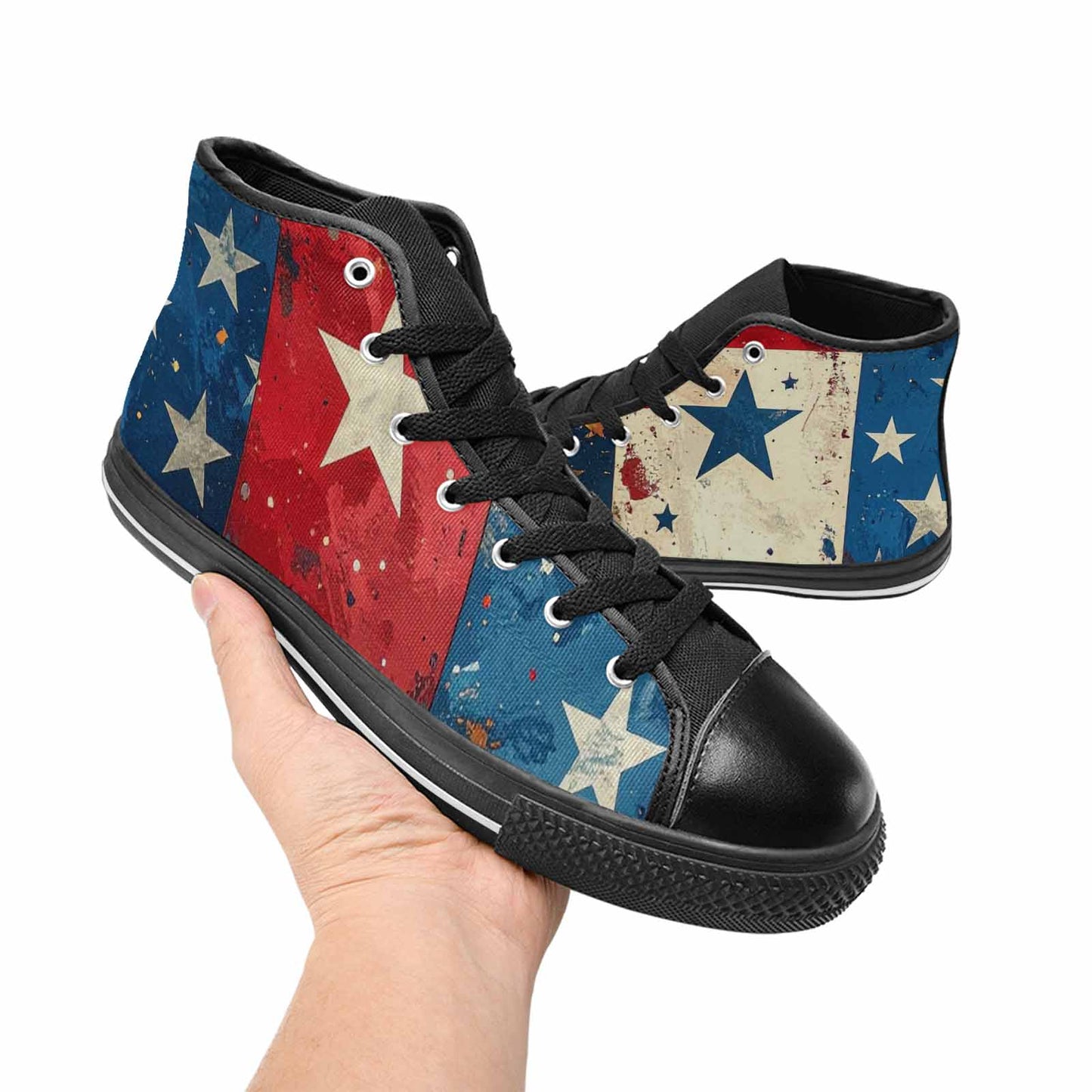 MEN'S American Flag Stars High Top Canvas Vibrant Chaos Sneakers