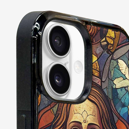 iPhone 16 Case — Jesus Face Small Cross And Faith, Custom Designed Case Cover
