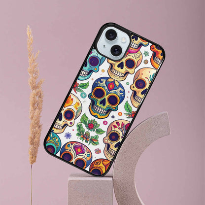 iPhone 15 Plus Case — Vibrant Skull Seamless, Personalized Phone Case