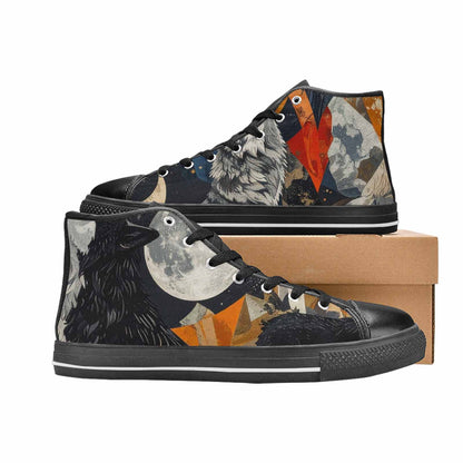MEN'S Wolf Silhouette Moon High Top Canvas Aesthetic Sneakers