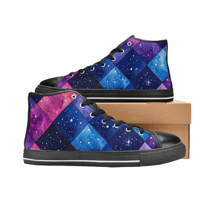 WOMEN'S Galaxy Stars Nebula High Top Canvas Aesthetic Custom Sneakers