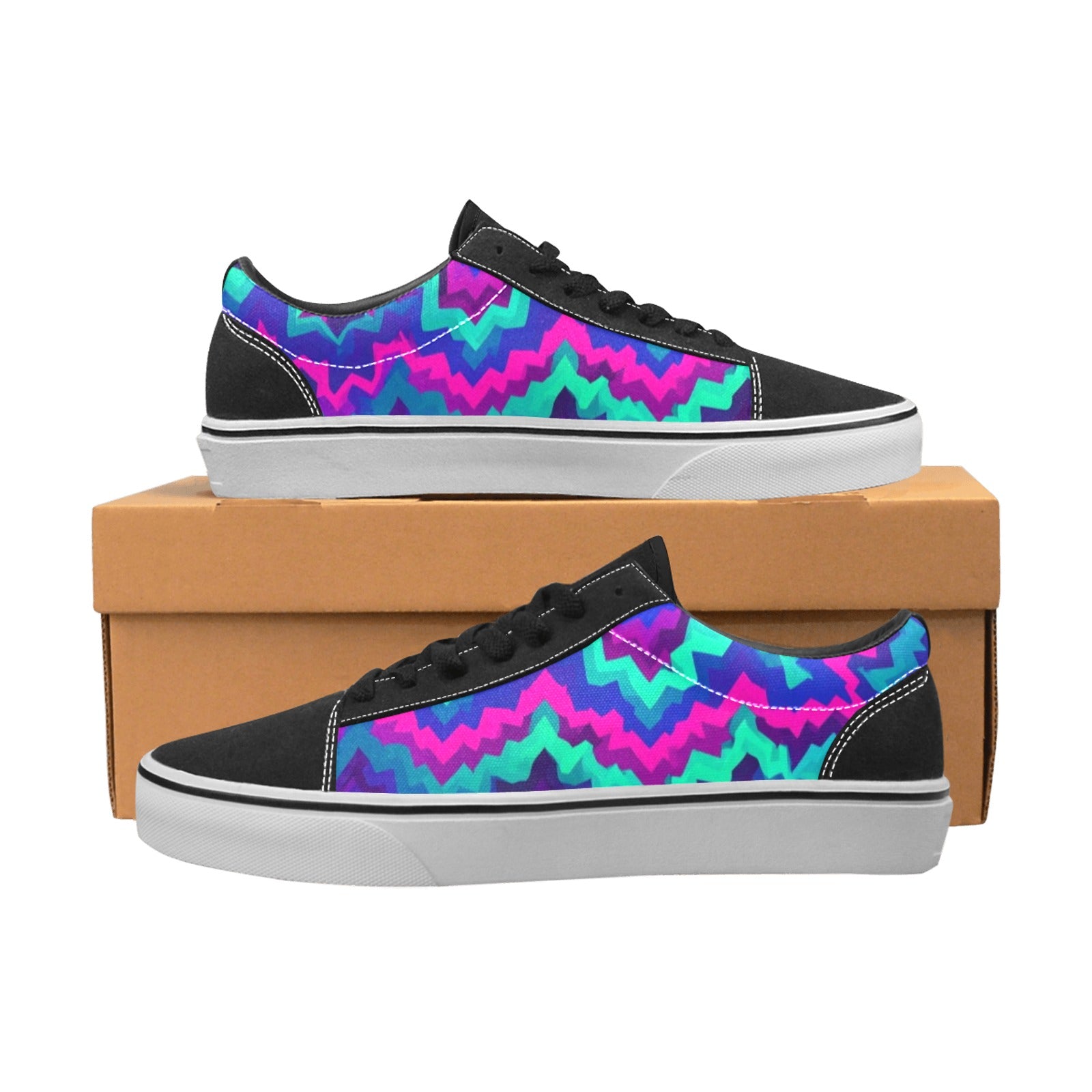 MEN'S Psychedelic Chevron Vortex Low Top Skateboarding Y2K Shoes