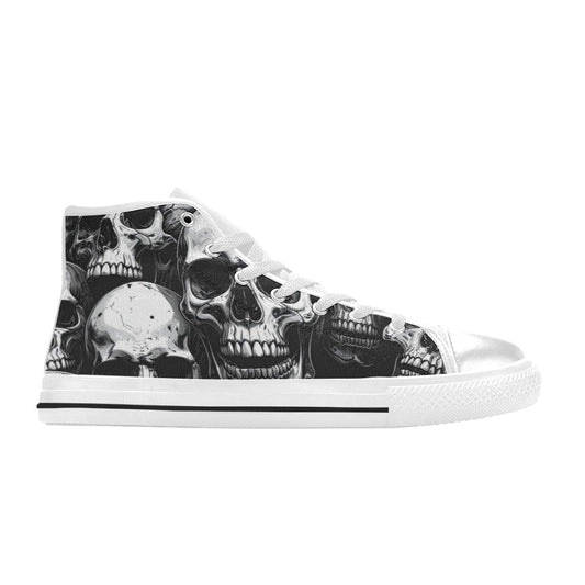 MEN'S Aggressive Comic Skull Black High Top Canvas Aesthetic Custom Sneakers