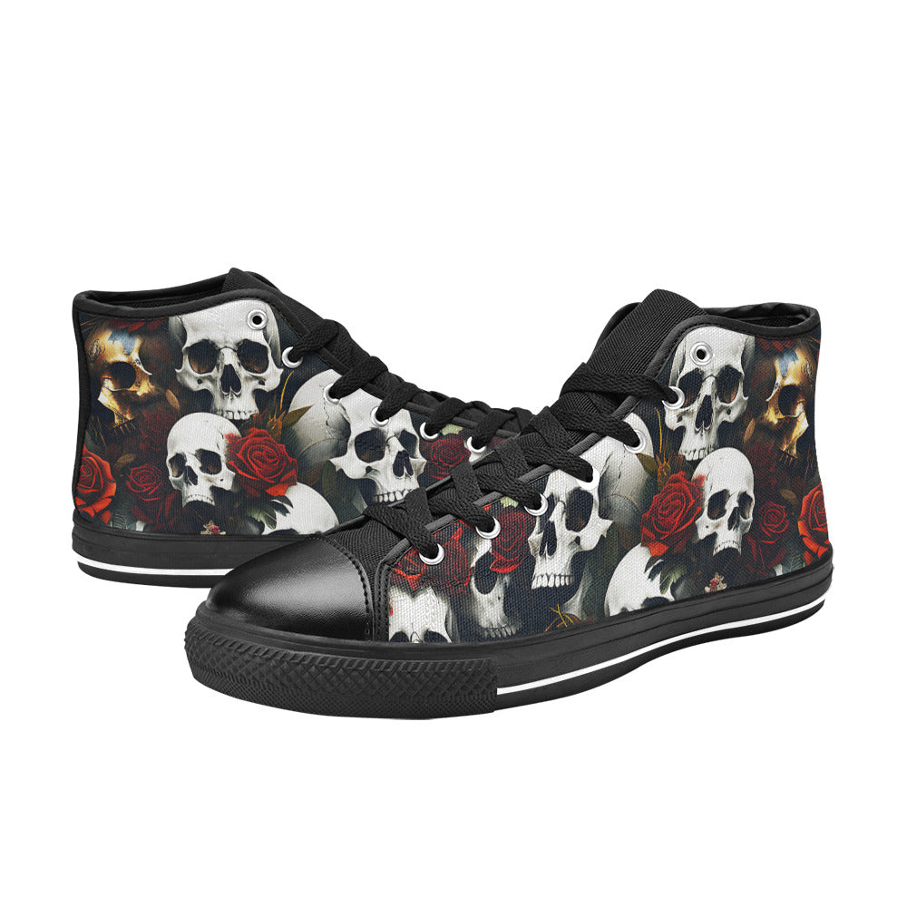 MEN'S Rose Skulls Dark 6 High Top Canvas Vivid Sneakers