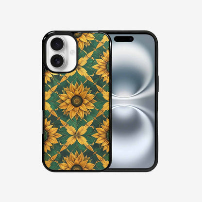 iPhone 16 Case — Sunflower Mandala Kaleidoscope, Custom Printed Phone Case