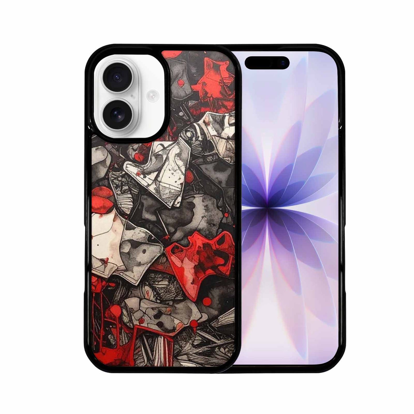 iPhone 17 Case — Black &amp; Red Ink Camo, Custom Made Phone Cover