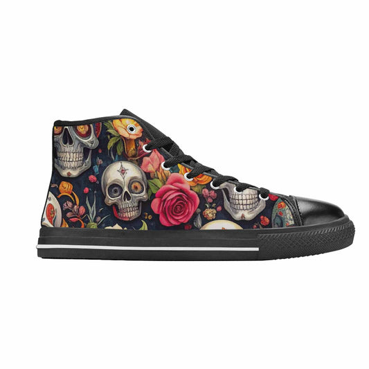 WOMEN'S Skull High Top Canvas Grunge Custom Shoes