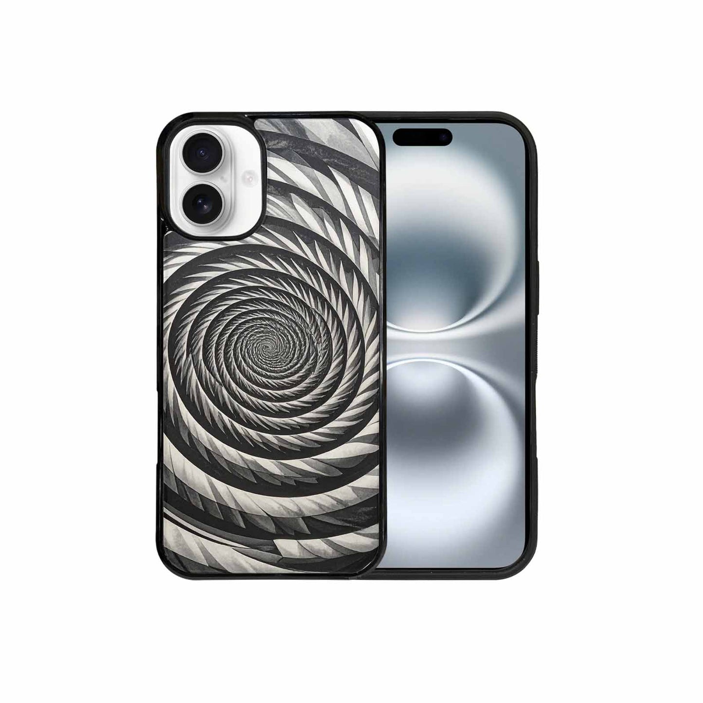 iPhone 16 Plus Case — Hypnotic Spiral Optical Illusion Motif High, Custom Designed Case Cover