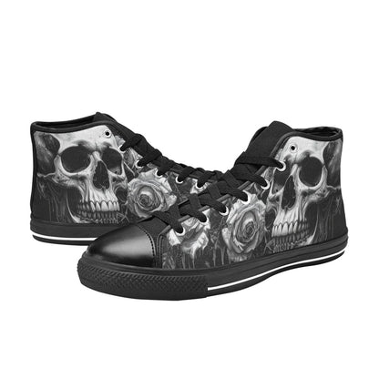 Dark Skull Goth Men's Gothic Art High Top Canvas Shoes | Freaky Shoes®