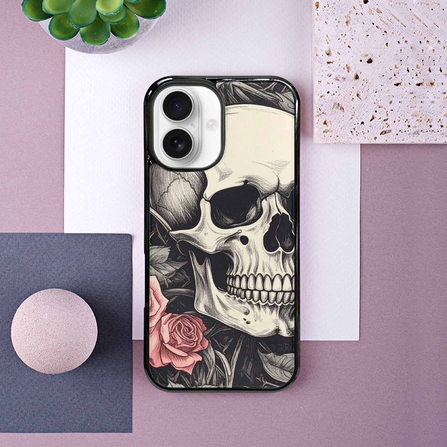 iPhone 16 Case — 20 Skulls Overlapping Seamless Tileable Pattern, Custom Print Case Cover