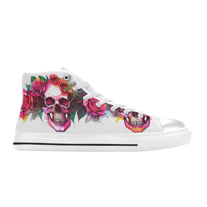 WOMEN'S Skulls Roses Deluxe 11 High Top Canvas Y2K Shoes