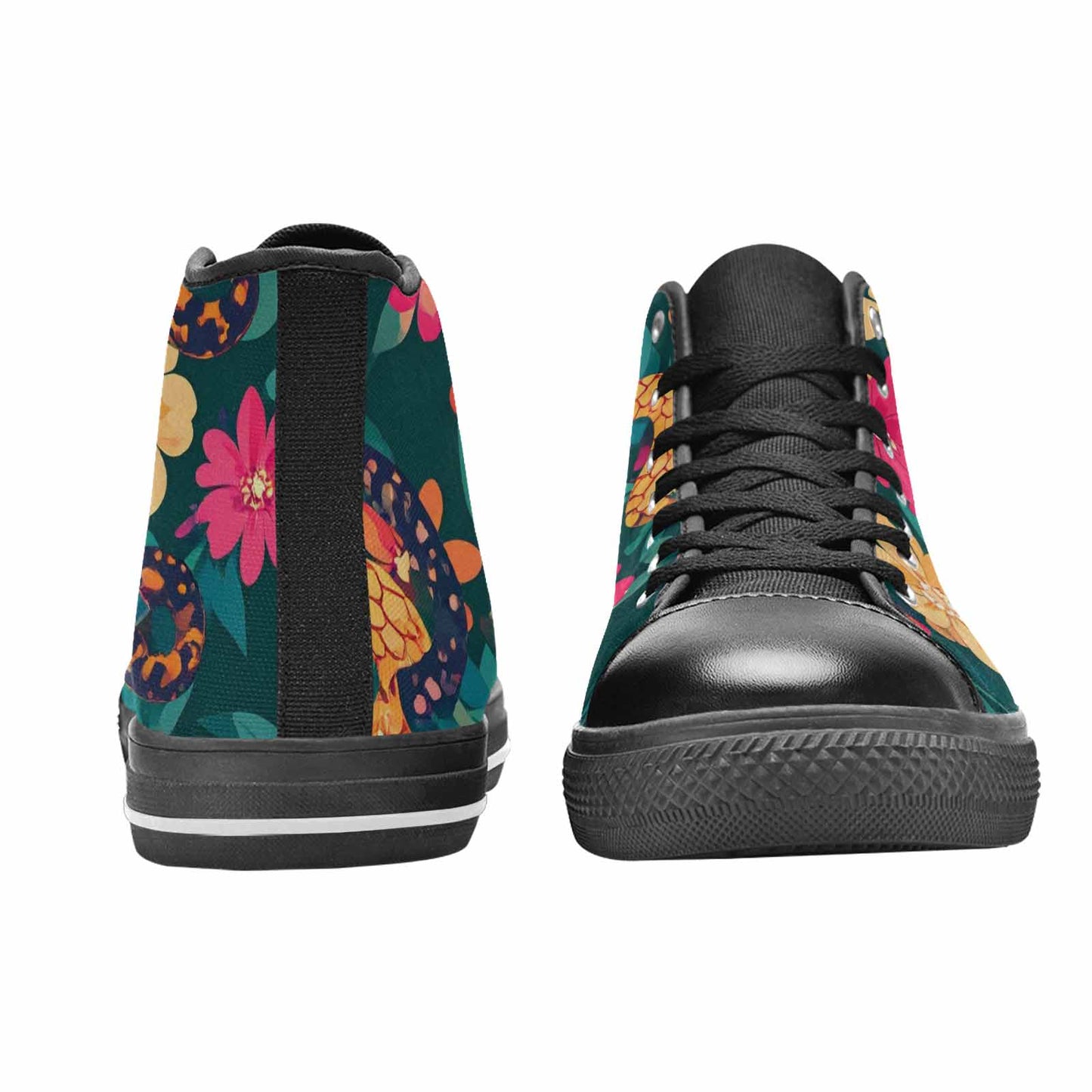 MEN'S Floral Snake Print High Top Canvas Wallpaper Art Sneakers