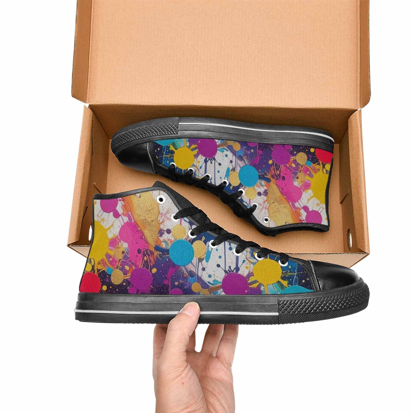 MEN'S Paint Splatter High Top Canvas Dark Academia Sneakers