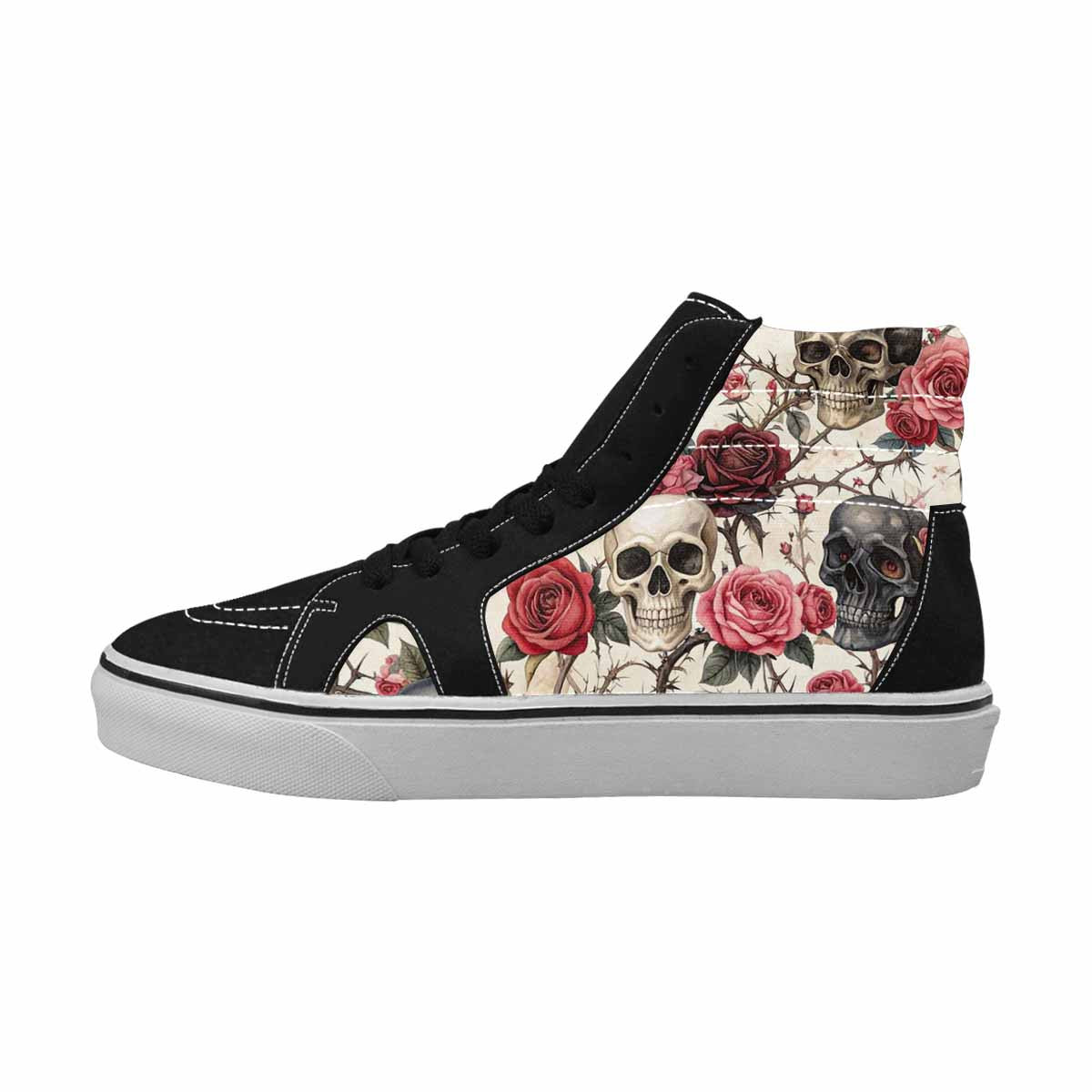 WOMEN'S Skulls - Roses High Top Canvas Wallpaper Art Sneakers