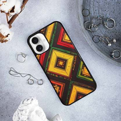 iPhone 16 Plus Case — African Kente Cloth Inspired Pattern Geometric, Custom Print Case Cover