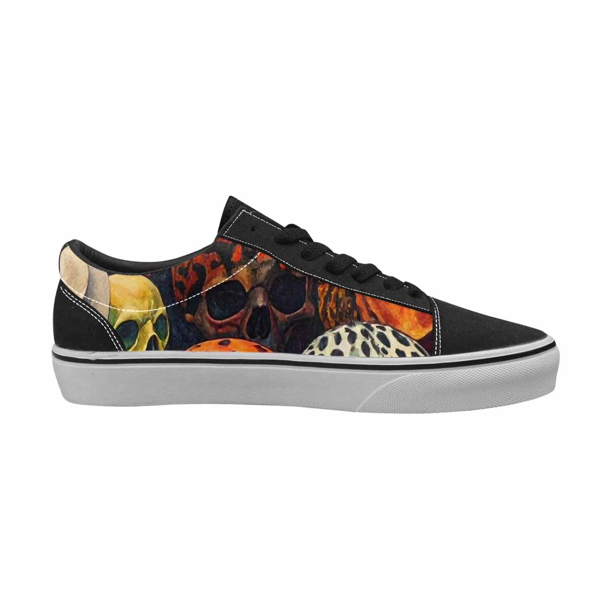 WOMEN'S Skulls  Animal Print Lace-Up Canvas Neon Fantasy Custom Shoes