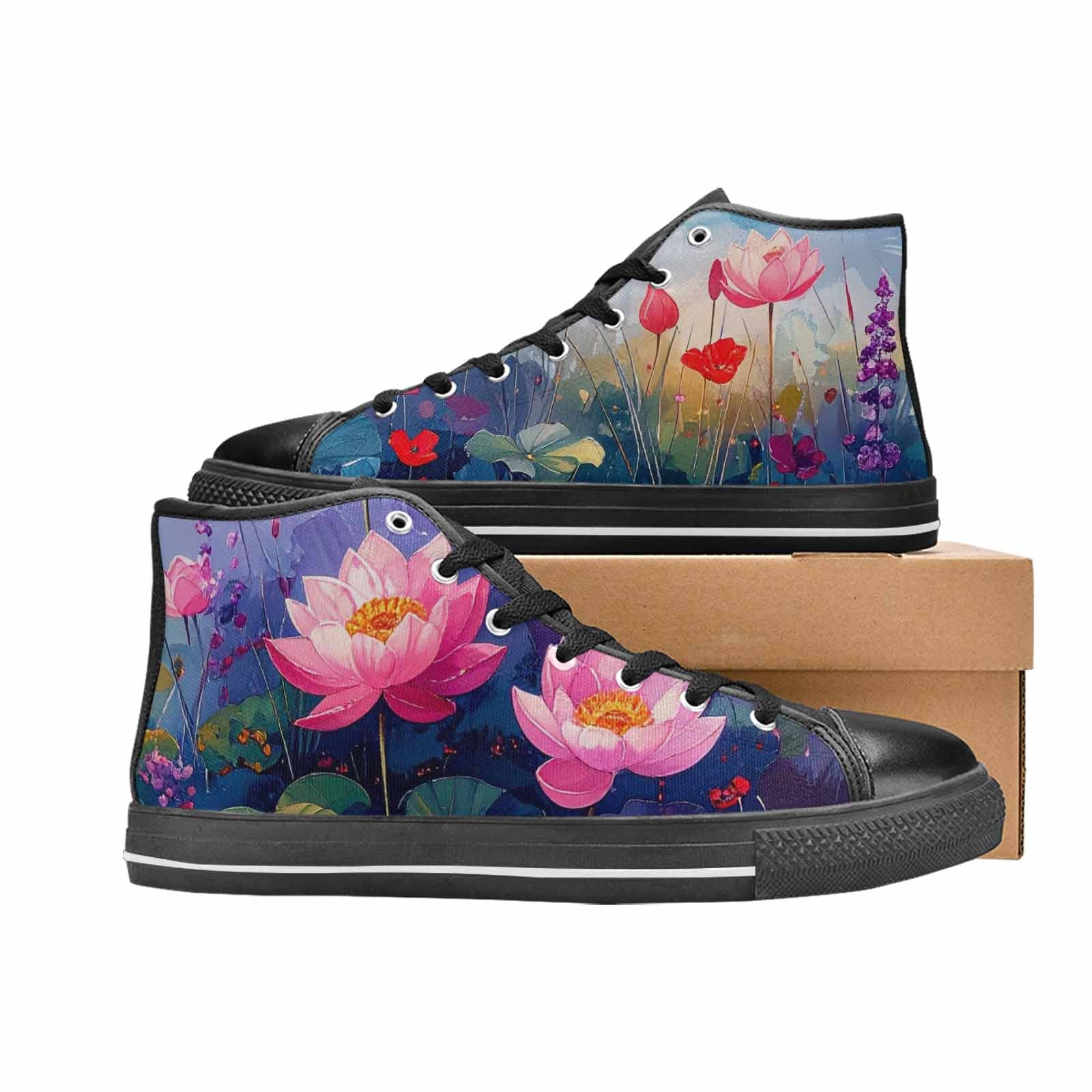 MEN'S Monet-Style Impressionist Water High Top Canvas Dreamcore Custom Shoes