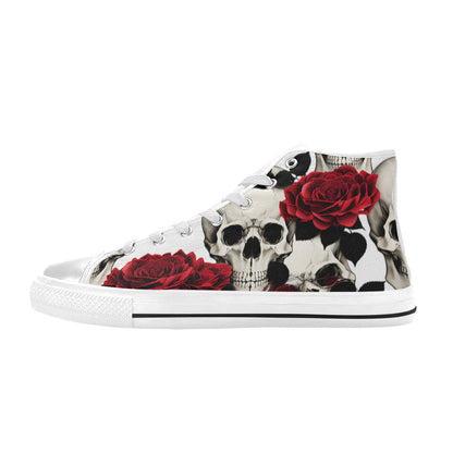 MEN'S Skulls Roses Deluxe 6 High Top Canvas Cottagecore Custom Shoes