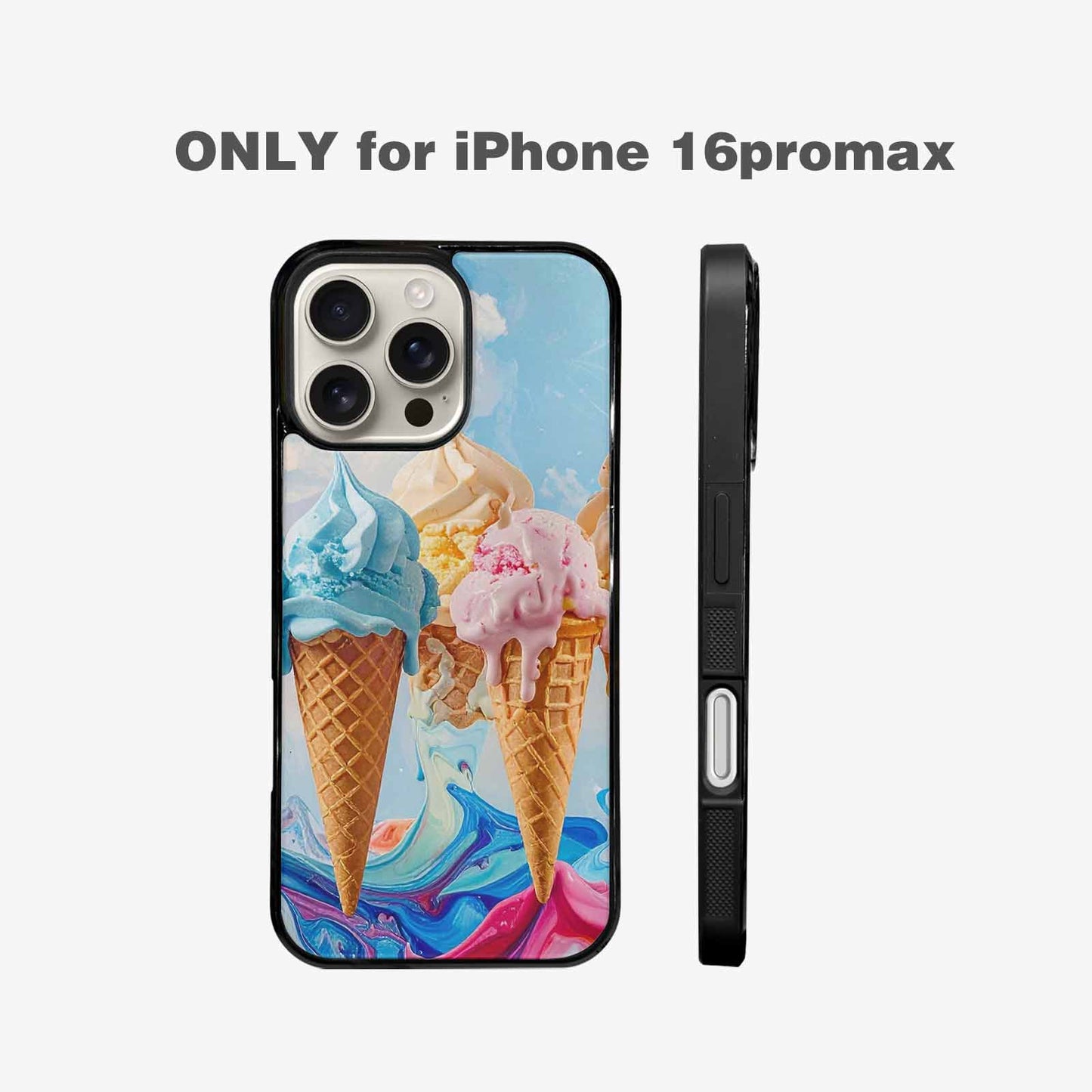 iPhone 16 Pro Max Case — Collage Of Overlapping Waffle Cone Icecream, Custom Print Case Cover