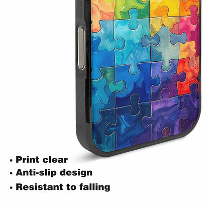 iPhone 16 Pro Case — Autism Puzzle Pieces Puzzle Piece Pattern, Custom Print Case Cover