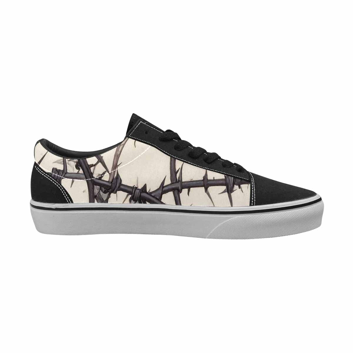 WOMEN'S Black Gothic Rose Canvas Lace-Up Y2K Custom Sneakers