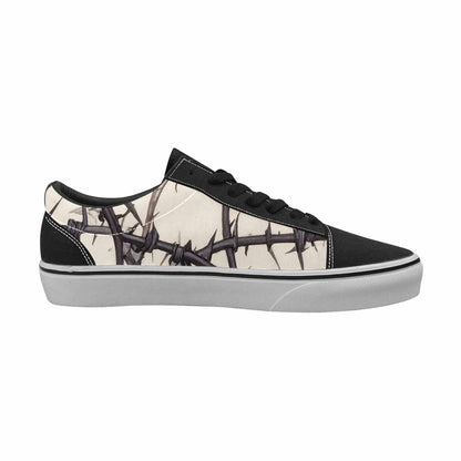 WOMEN'S Black Gothic Rose Canvas Lace-Up Y2K Custom Sneakers