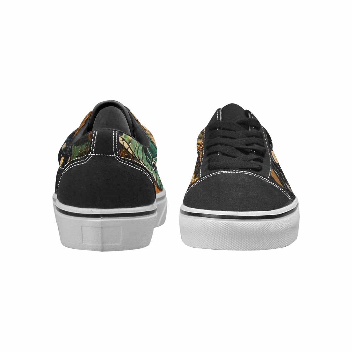 MEN'S Snake Skin Reptile Canvas Lace-Up Dark Academia Custom Shoes