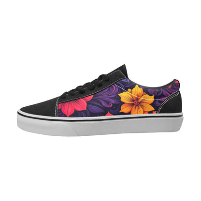 WOMEN'S Exotic Floral Weave Low Top Skateboarding Wallpaper Art Custom Shoes