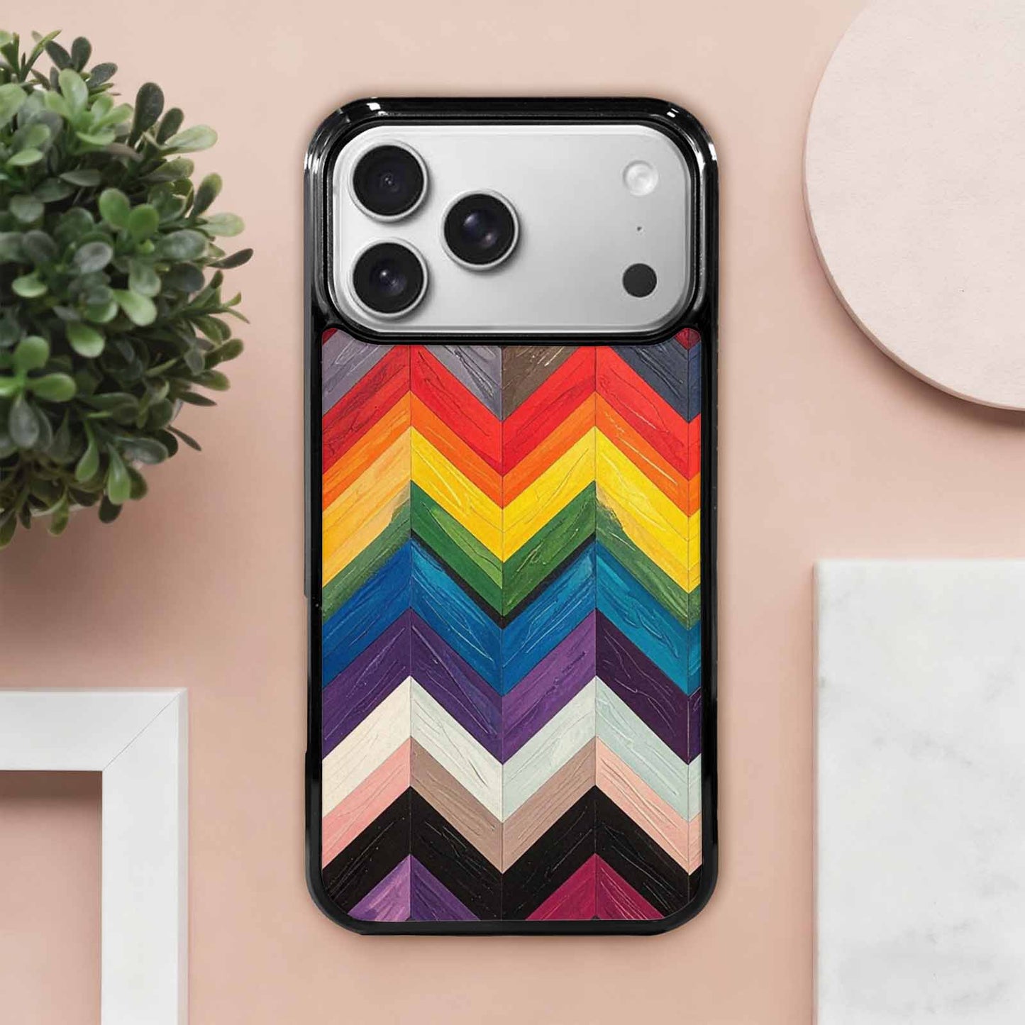 iPhone 17 Pro Max Case — Progress Pride Flag Color Original Art, Customized Protective Case