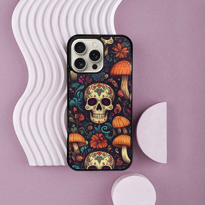iPhone 16 Pro Max Case — Mushrooms And Skulls, Custom Printed Phone Case