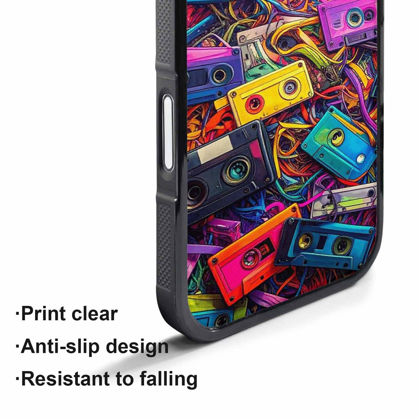 iPhone 17 Pro Case — Retro Cassette Tape Pattern Hundreds Retro, Custom Art Phone Cover