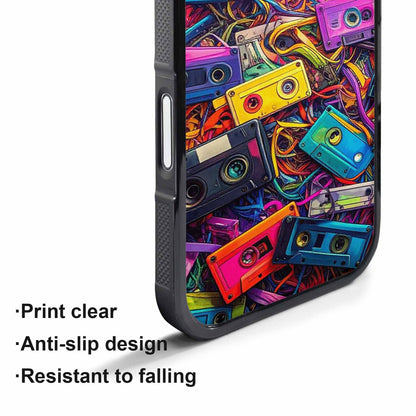 iPhone 17 Pro Case — Retro Cassette Tape Pattern Hundreds Retro, Custom Art Phone Cover