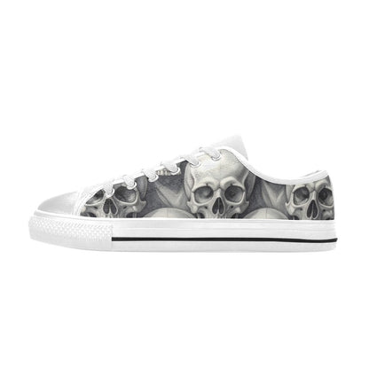 WOMEN'S Hyper Realistic Skull Low Top Canvas Neon Fantasy Custom Sneakers