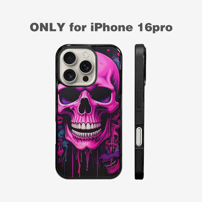 iPhone 16 Pro Case — Pink Purple Skeletons Neon Drip Melting, Custom Phone Case
